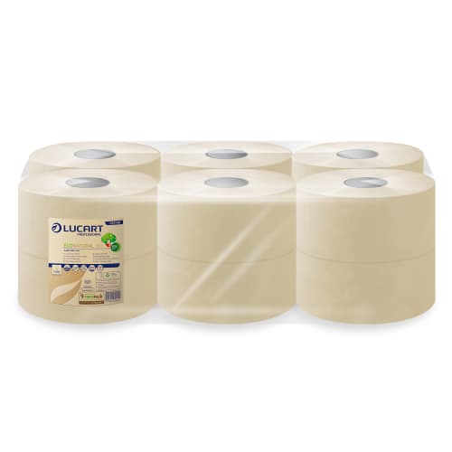Papier toilette rouleau géant Lucart Econatural havane 180m prédécoupé 8,5 x 24 cm Ecolabel photo du produit front L