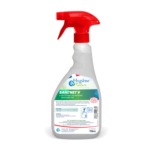 Nettoyant détartrant sanitaire Ecocert Hygiène et Nature Sani'net V pulvérisateur de 750ml photo du produit front L