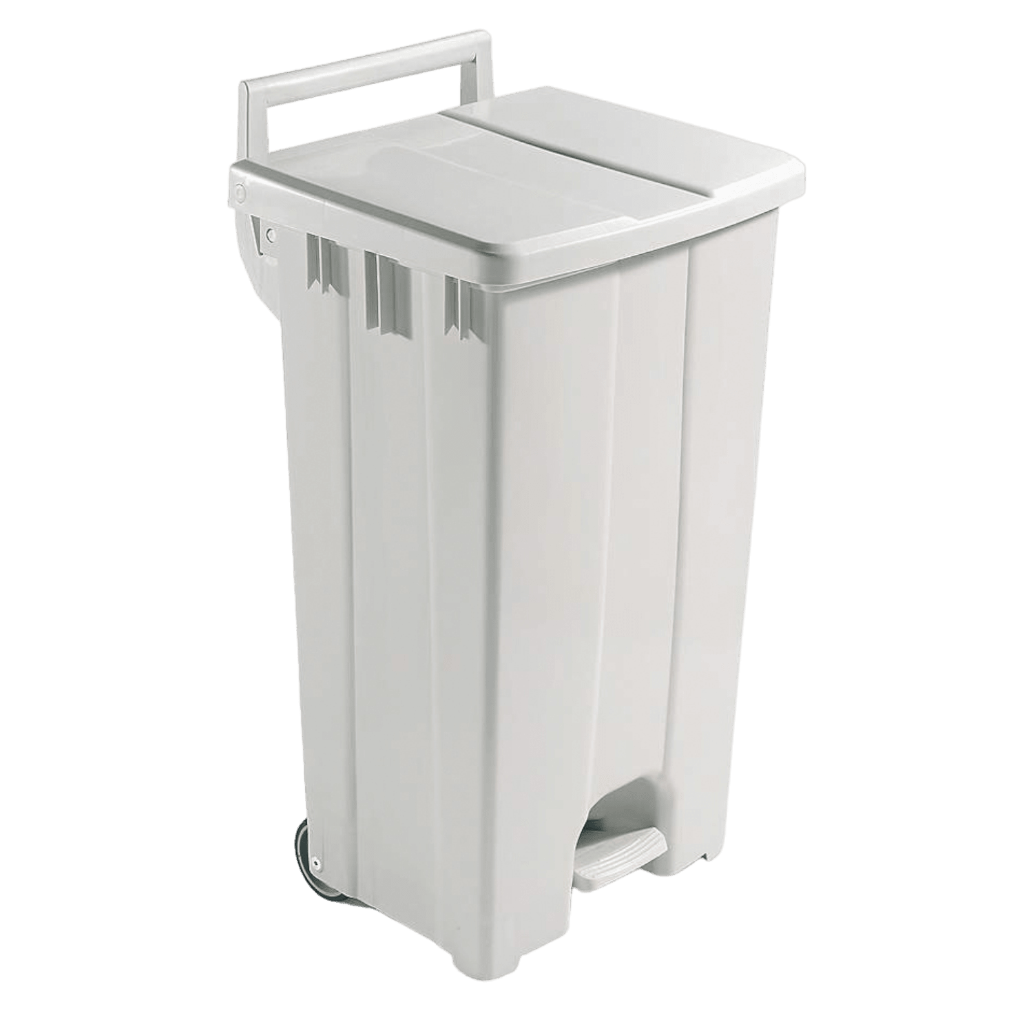 Poubelle plastique mobile à pédale 90L blanc Filmop photo du produit