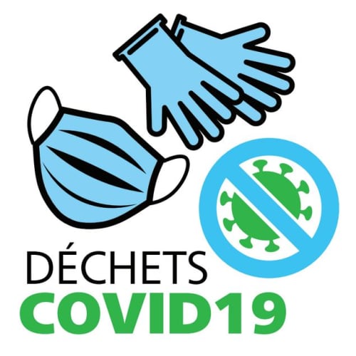 Étiquette pour déchets COVID photo du produit front L