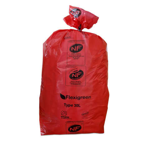 Sacs poubelle 30L flexigreen NFE rouge 13µ lien classique Jet'Sac photo du produit front L
