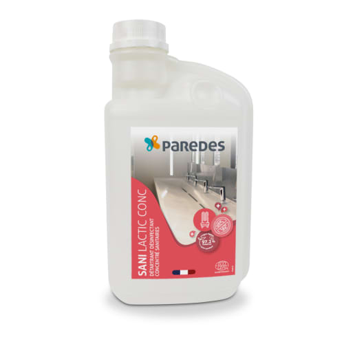 Détartrant désinfectant Ecocert Paredes SANI LACTIC CONC flacon doseur de 1L photo du produit front L