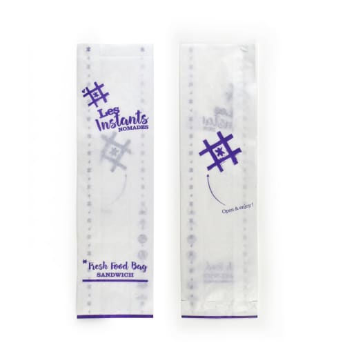 Sac à sandwich papier kraft blanc MB Pack avec impression recto/verso 100 x 350 mm photo du produit front L