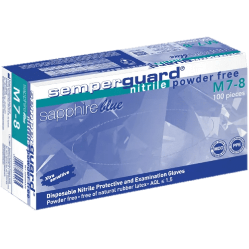 Gant de protection chimique nitrile Sapphire bleu lavande non poudré taille M (7/8) Semperguard photo du produit front L