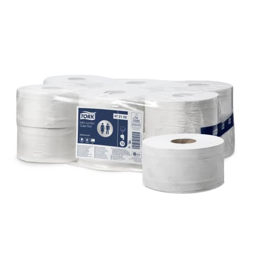 Papier toilette rouleau mini géant blanc 180 m prédécoupé 9,1 x 20 cm Ecolabel Tork photo du produit front L