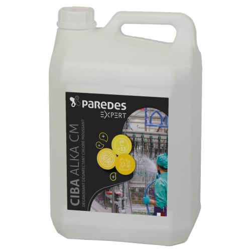 Dégraissant désinfectant chloré moussant Paredes Expert CIBA ALKA CM bidon de 5kg photo du produit front L