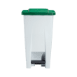 Poubelle mobile plastique à pédale 60L blanc/vert Rossignol photo du produit back S
