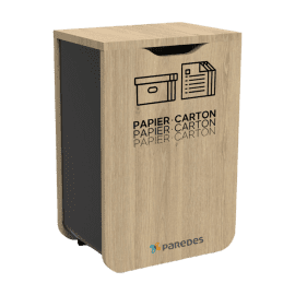 Poubelle tri sélectif pour déchets papier et carton bois/métal siglé Paredes 110L