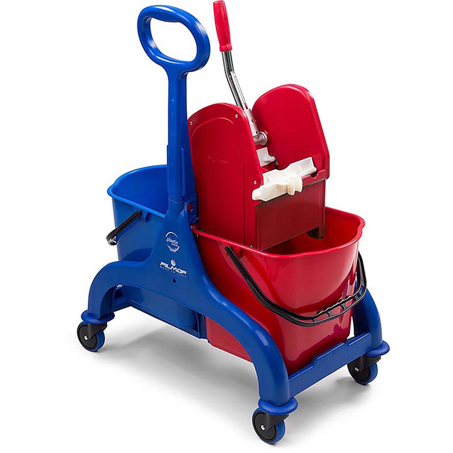 Chariot de lavage Filmop Fred 2x15L timon latéral avec presse à mâchoires photo du produit