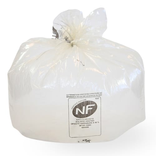 Sac plastique PE HD 50L transparent 17µm NF Jet'Sac photo du produit front L