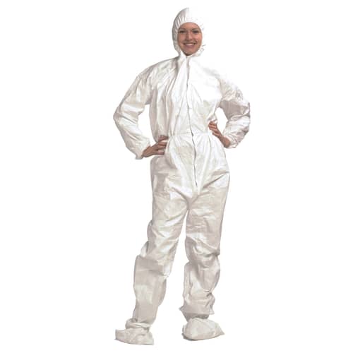 Combinaison de protection Tyvek type 5-6 stérile Indutex cagoule blanc taille L photo du produit front L