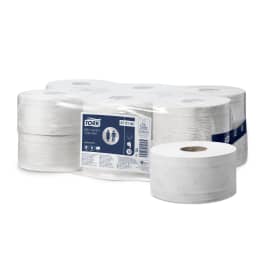 Papier toilette rouleau mini géant blanc 180 m prédécoupé 9,1 x 20 cm Ecolabel Tork