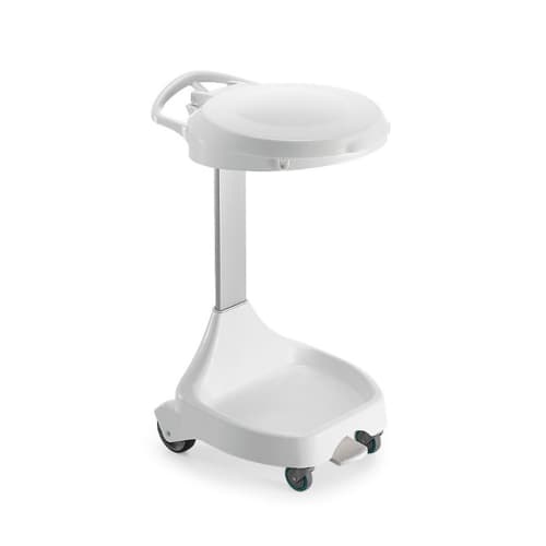 Support sac plastique mobile à pédale pour sac 110L ou 130L blanc Filmop photo du produit front L