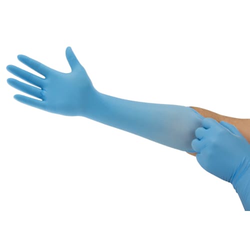 Gant à usage unique nitrile Ansell Microflex 93-243 bleu non poudré 39,5cm taille XS (5,5/6) photo du produit front L