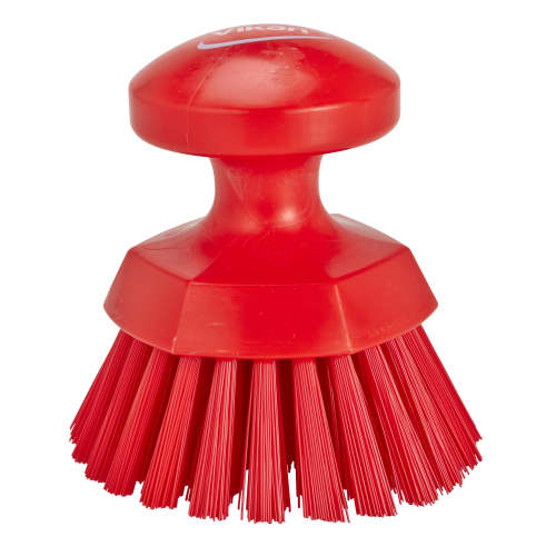 Brosse ronde fibres dures alimentaire PLP Ø11cm rouge Vikan photo du produit front L