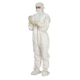 Kit Cleanguard Light avec combinaison stérile type 4 blanc pliage Pasteur et surbottes à lacets antidérapantes et cagoule masque taille XL
