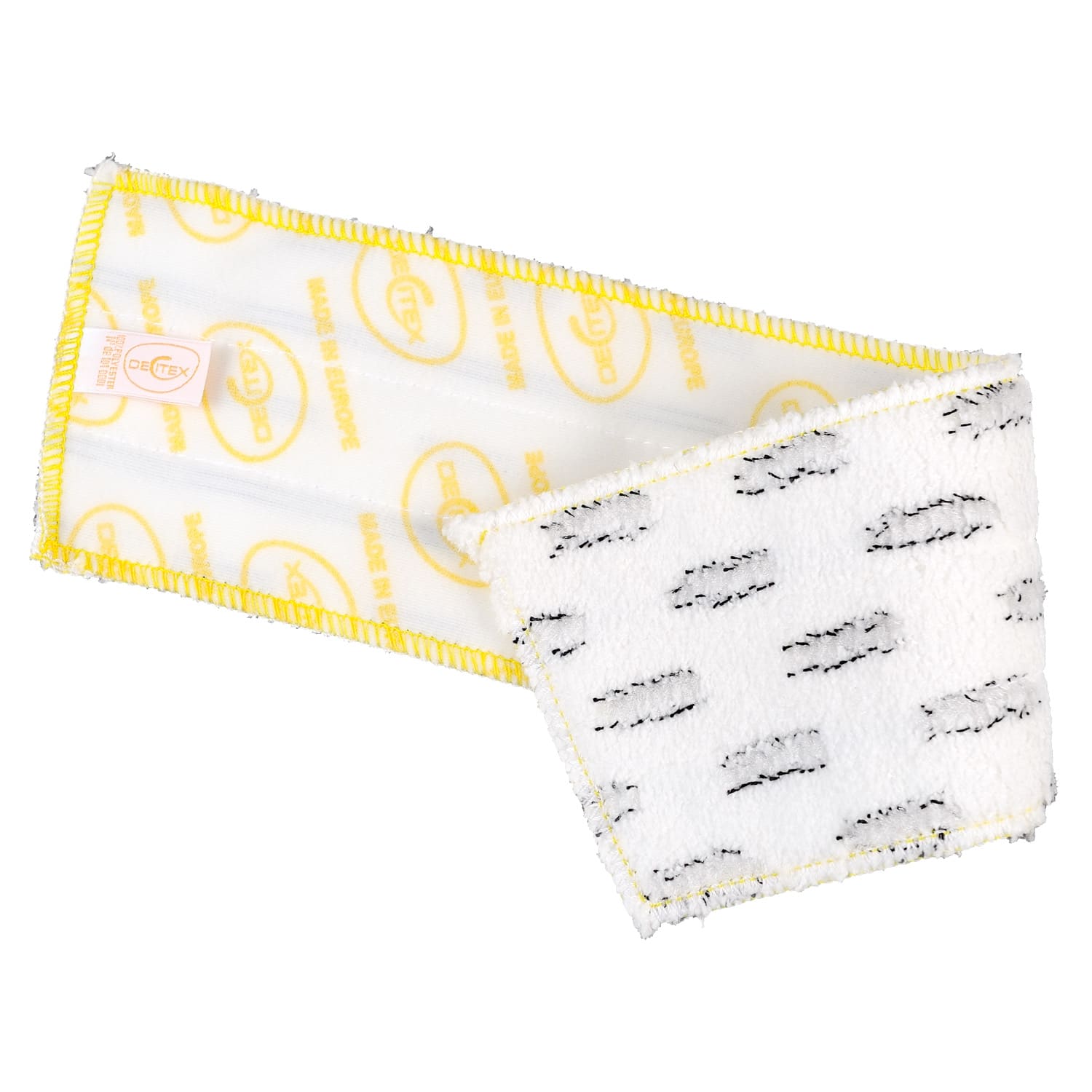 Bandeau de lavage microfibre DX1 blanc impression jaune 44 x 11,5 cm Decitex photo du produit