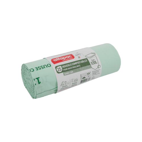 Housses conteneur 120L vert 18µ sans lien Alfapac photo du produit front L