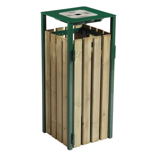 Corbeille bois Eden avec cendrier 1,5L vert mousse Rossignol photo du produit front L