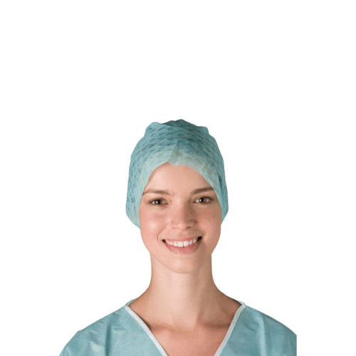 Coiffe à nouer médicale non-tissé aéré vert Indutex photo du produit front L