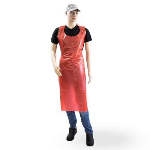 Tablier PE Paredes rouge 35 µm gaufré 75x135 cm taille M+ photo du produit front L