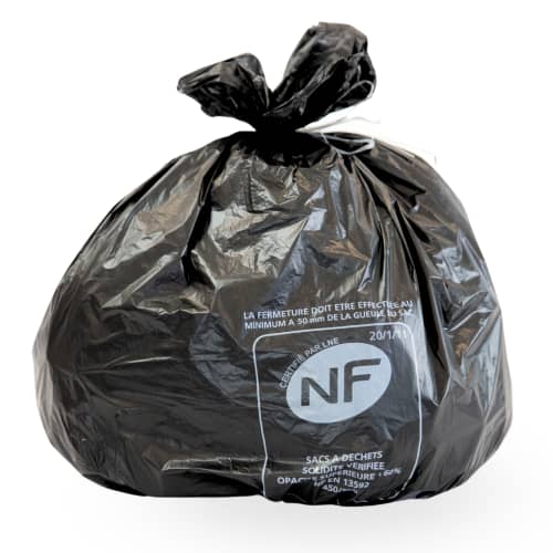 Sac plastique PE BD 30L noir 20µm NF Sphere photo du produit front L