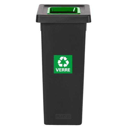 Poubelle PP recyclé Fit avec insert Ecogreen 50L noir/vert Tampel photo du produit front L