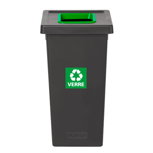 Poubelle PP recyclé Fit avec insert Ecogreen 70L noir/vert Tampel photo du produit front L