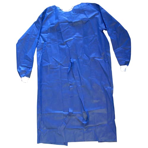 Blouse de soins PLP 40g/m² à liens poignets jersey bleu longueur 130 cm photo du produit front L