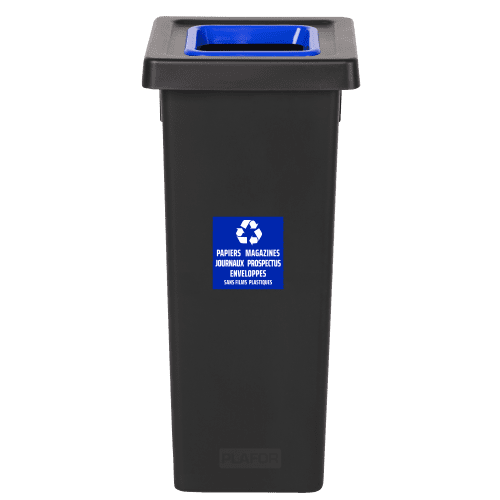 Poubelle PP recyclé Fit avec insert Ecogreen 50L noir/bleu Tampel photo du produit front L