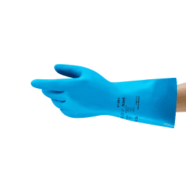 Gant de protection chimique nitrile AlphaTec 37-501 bleu flocké coton 33cm