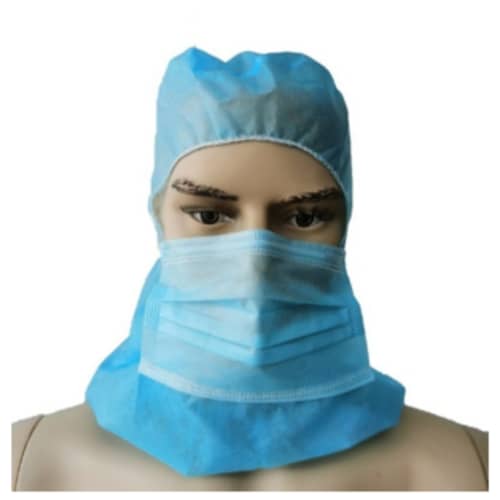 Heaume PLP 22g/m² bleu avec masque Type IIR Mediunion photo du produit front L