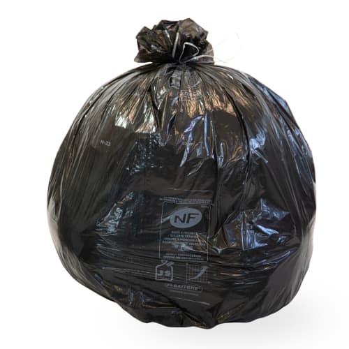 Sac plastique PE BD 100L noir 20µm NF Jet'Sac photo du produit front L