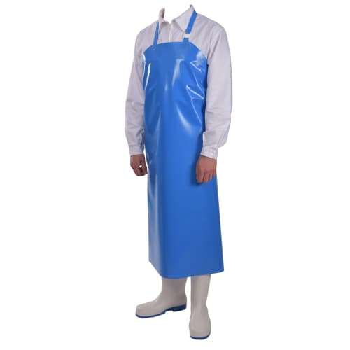 Tablier polyuréthane bleu Manulatex 90 x 115 cm avec attaches standards soudées photo du produit front L