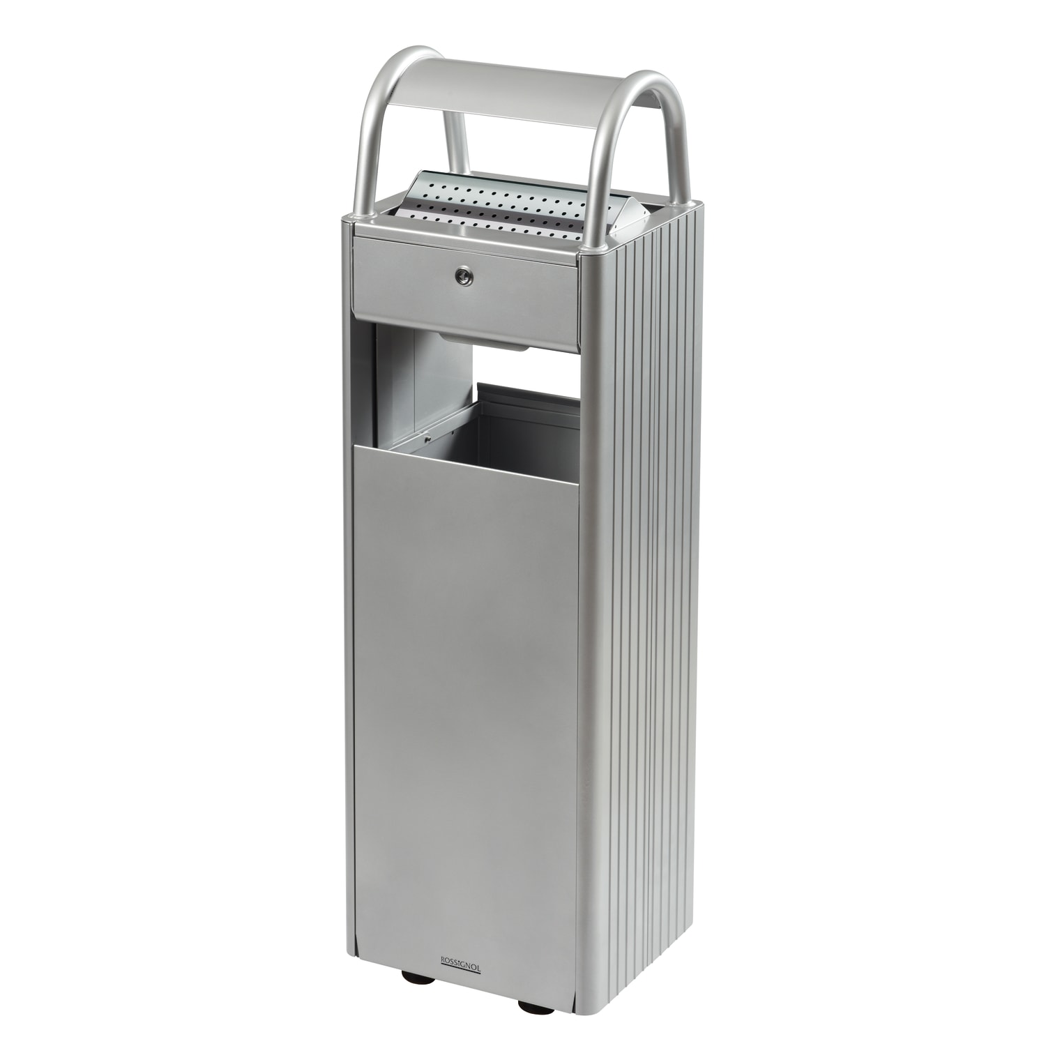 Combiné cendrier poubelle métal 6L/30L gris photo du produit