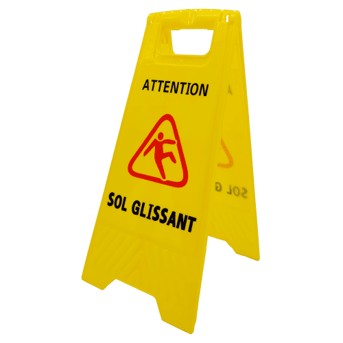 Panneau de signalisation 2 faces sol glissant Brosserie Marchand photo du produit front L