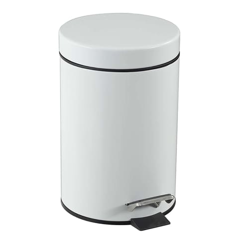 Poubelle métal à pédale 3L blanc Rossignol photo du produit front L
