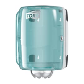 Distributeur d'essuyage dévidage central Tork M2 turquoise/blanc