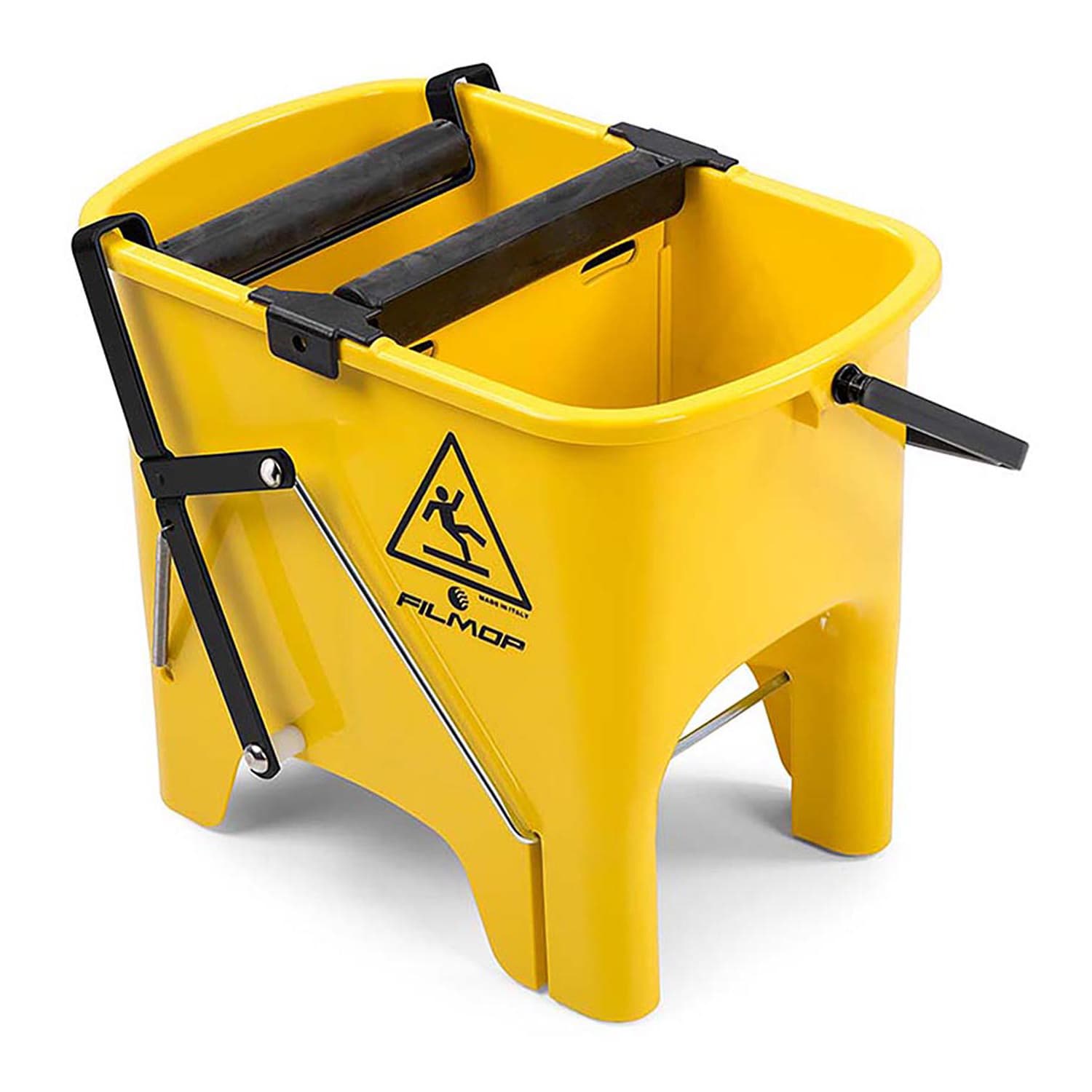 Seau bi-bac PLP 2 x 8L jaune avec rouleaux essoreurs à pédale photo du produit