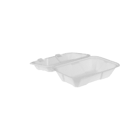 Boîte biodégradable en fibres végétales Aluplast à couvercle charnière 23x15 cm blanc