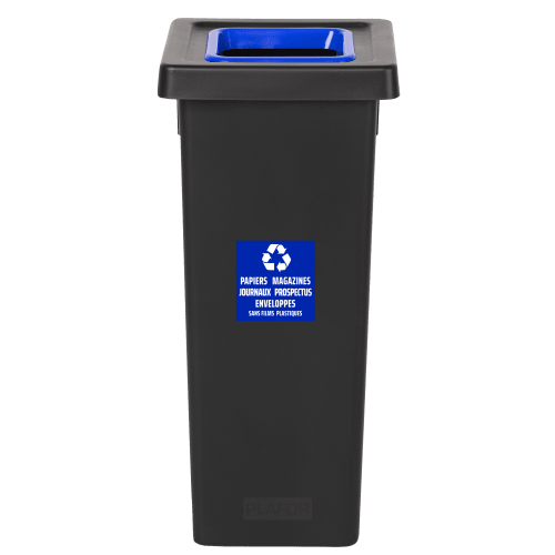 Poubelle PP recyclé Fit avec insert Ecogreen 50L noir/bleu Tampel photo du produit