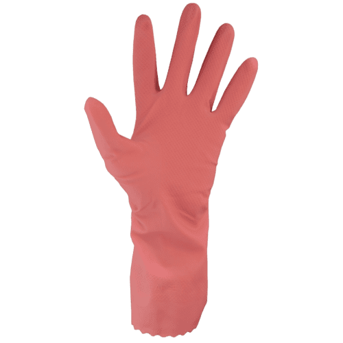 Gant de ménage latex flocké coton rose taille 9 Paredes photo du produit front L