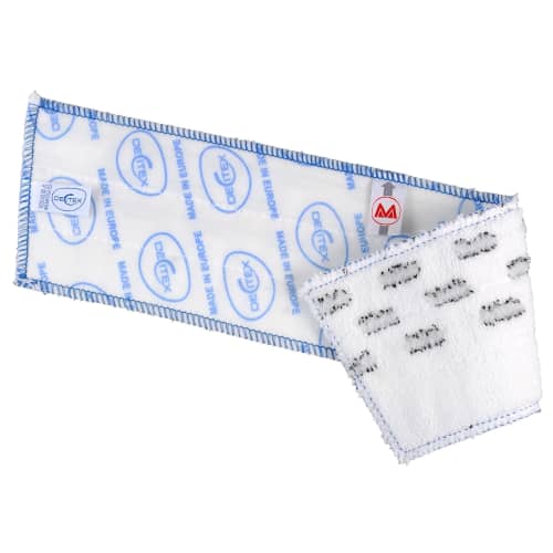 Bandeau de lavage microfibre Ultimate DX1 blanc impression bleue 44 x 11,5 cm Decitex photo du produit front L