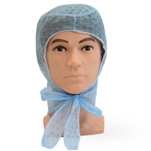 Cagoule orthopédique à nouer non-tissé perforé bleue Indutex photo du produit front L