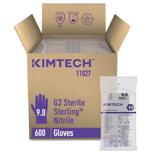 Gant de protection chimique stérile Kimtech Pure G3 Sterling gris non poudré 30cm taille 9 photo du produit front L