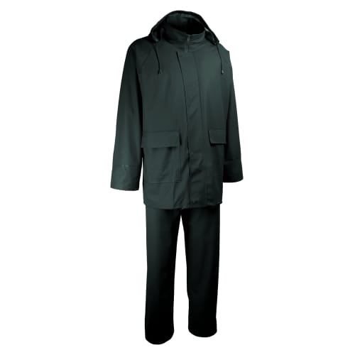 Ensemble de pluie polyester enduit PU veste et pantalon vert taille L Singer photo du produit front L
