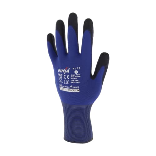 Gant manipulation fine Singer Dext-Lite polyamide bleu enduction PU noir taille 10 photo du produit front L