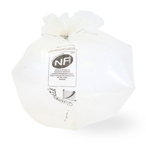 Sac plastique PE BD 50L transparent 16µm NF Jet'Sac photo du produit front L
