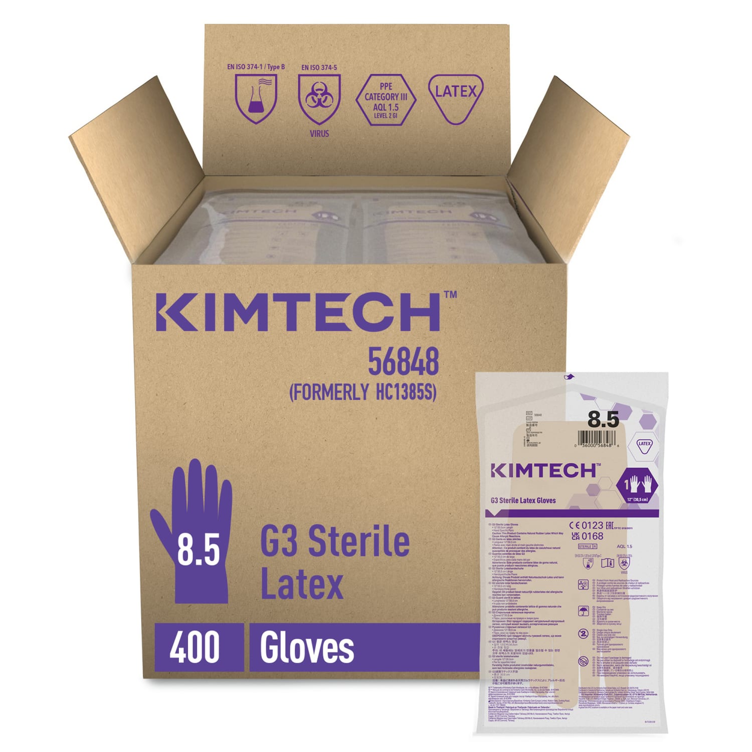 Gant de protection chimique latex stérile Kimtech Pure G3 30cm taille 8,5 photo du produit