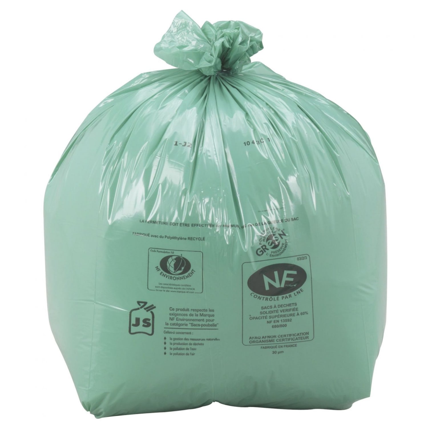 Sacs poubelle NFE 50L vert 30µ lien classique GREEN Green Bag photo du produit